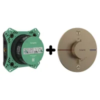 Термостат прихованого монтажу 2 функції із прихованою частиною HANSGROHE SHOWER SELECT S 15554140+01500180, бронза сатин