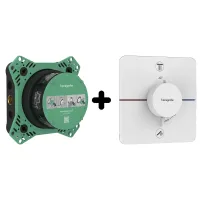 Термостат прихованого монтажу 2 функції із прихованою частиною HANSGROHE SHOWER SELECT S 15583700+01500180, білий матовий
