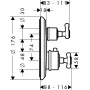 Термостат із запірним/перемикаючим вентилем AXOR MONTREUX 16820000, з хрестоподібною рукояткою