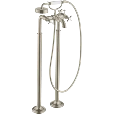 Змішувач для ванни AXOR MONTREUX 16547820, c двома рукоятками, підлоговий, з хрестоподібними рукоятками, нікель