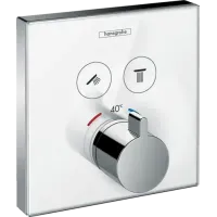 Термостат для двох споживачів скляний HANSGROHE SHOWERSELECT 15738400, хром з білим
