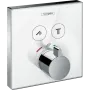 Термостат для двох споживачів скляний HANSGROHE SHOWERSELECT 15738400, хром з білим
