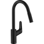 Змішувач для кухні з висувним виливом HANSGROHE FOCUS 31815670, чорний