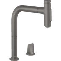 Змішувач для кухонної мийки з висувним душем HANSGROHE METRIS 73818340, чорний матовий хром