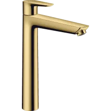 Змішувач для раковини з високим виливом і донним клапаном HANSGROHE TALIS E 71716990, золото глянсовий