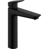 Змішувач для раковини з високим виливом і донним клапаном HANSGROHE LOGIS 71090670, чорний матовий