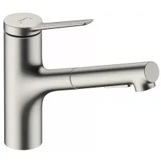 Змішувач з висувним виливом для кухонної мийки HANSGROHE ZESIS M33 74820800, нержавіюча сталь