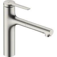 Змішувач з висувним виливом для кухонної мийки HANSGROHE ZESIS M33 74822800, нержавіюча сталь