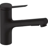 Змішувач з витяжним душем для кухонної мийки HANSGROHE ZESIS M33 74803670, чорний матовий