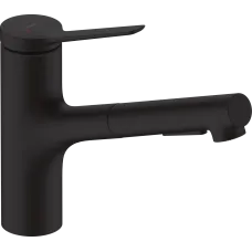Змішувач з витяжним душем для кухонної мийки HANSGROHE ZESIS M33 74803670, чорний матовий