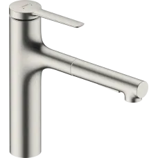Змішувач з витяжним душем для кухонної мийки HANSGROHE ZESIS M33 74801800, нержавіюча сталь