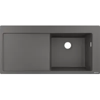 Мийка для кухні з сушаркою зліва HANSGROHE S51 43314290, сірий матовий