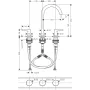 Змішувач для раковини AXOR ONE 48050990, на 3 отвори, 170, з донним клапаном Push-Open, золото