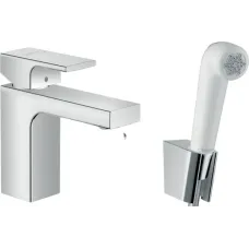 Змішувач для умивальника з гігієнчіним душем HANSGROHE VERNIS SHAPE 71216000, білий