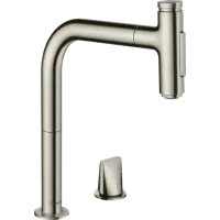 Змішувач для кухонної мийки з висувним душем HANSGROHE METRIS 73818800, нержавіюча сталь