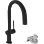 Змішувач для кухні з висувним виливом HANSGROHE AQITTURA M91 76803670, чорний