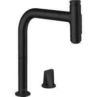 Змішувач для кухонної мийки з висувним душем HANSGROHE METRIS SELECT M71 73818670, чорний матовий