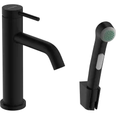 Змішувач для раковини з гігієнічним душем HANSGROHE TECTURIS S 73211670, чорний матовий