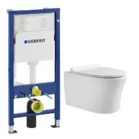 Набір інсталяційний GEBERIT DUOFIX 458.103.00.2 з безобідковим унітазом VOLLE AGUA RONDA 1307.003700, без кнопки