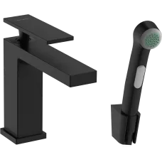 Змішувач для раковини з гігієнічним душем HANSGROHE TECTURIS E 73210670, чорний матовий
