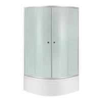 Душова кабіна Latwa SC90x90.SAT.HIGH.FR полукругла, скло Frost 4 мм + Душовий піддон KAPIELKA ST90x90x41, з панеллю Lidz