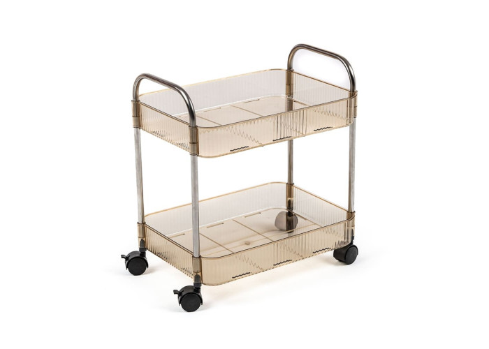 Етажерка мобільна двоярусна універсальна з акрилу та металу 40х28,5х45см Бежева SW-00002110