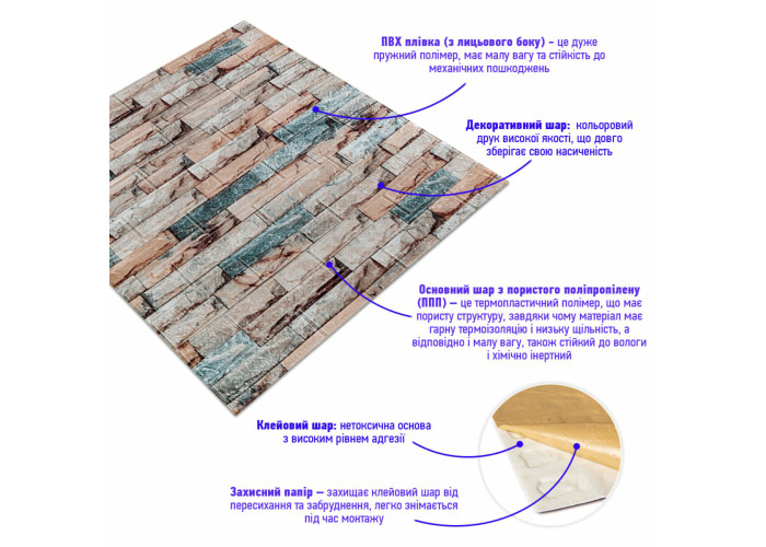 Панель стінова 700х770х3мм Мармур кольоровий SW-00001897