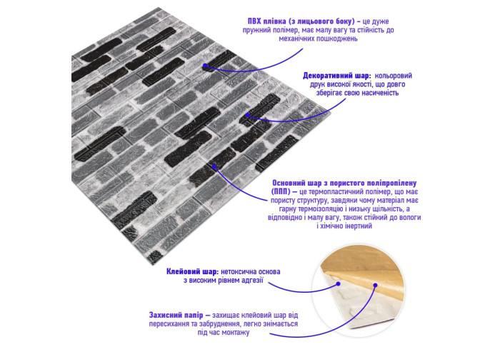 Самоклеюча 3D панель 700х770х3мм Класична цегла (342-3) SW-00001147