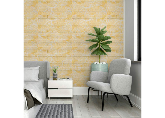 Декоративна 3D панель самоклейка 700х770х3мм Мармур жовтий (062-3) SW-00000694