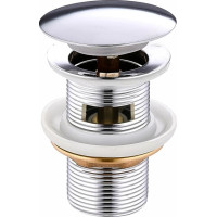 Донний клапан Perla нажимний 1/4 Click-Clack латунь ХРОМ з переливом PSA2201