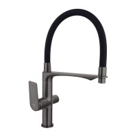 Змішувач PERLA "PETER" кухня гнучкий гусак з фільтом латунь графіт PSK6759-G