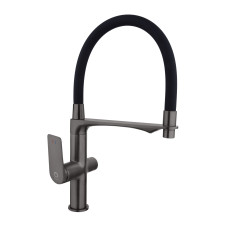 Змішувач PERLA "PETER" кухня гнучкий гусак з фільтом латунь графіт PSK6759-G