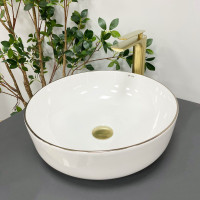 Умивальник (раковина) VBI BARI S WHITE GOLD EDGE накладний