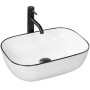Умивальник (раковина) REA MARBEL WHITE BLACK EDGE накладний *