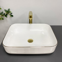 Умивальник (раковина) VBI PALERMO WHITE ROSE GOLD EDGE накладний