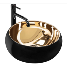 Умивальник (раковина) REA LUNA BLACK MATT GOLD накладний *