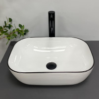 Умивальник (раковина) VBI RAVENNA WHITE BLACK EDGE накладний