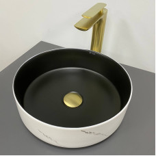 Умивальник (раковина) VBI PRATO WHITE BLACK MARBLE MATT накладний