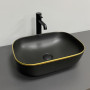 Умивальник (раковина) VBI RAVENNA BLACK MATT GOLD EDGE накладний