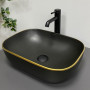 Умивальник (раковина) VBI RAVENNA BLACK MATT GOLD EDGE накладний