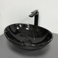 Умивальник (раковина) VBI PARMA BLACK MARMO GLOSSY накладний
