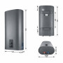 Водонагрівач електричний Thermo Alliance 80 л, Grey, плоский вертикальний, сухий ТЕН 2 кВт (0,8+1,2) DT80V20GPDD2G
