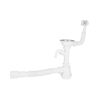 Сифон для кухонної мийки Lidz (WHI) 60 05 M002 01 EURO з відводом для пральної машини (вихід 50 мм)