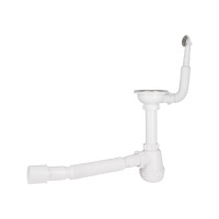 Сифон для кухонної мийки Lidz (WHI) LK14, колбовий з круглим переливом (вихід 50 мм)