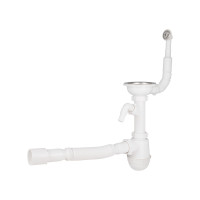 Сифон для кухонної мийки Lidz (WHI) 60 08 E001 01 ECO з круглим переливом (вихід 50 мм)