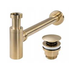 Сифон для раковини REA BRUSHED GOLD універсальний + CLICK-CLACK