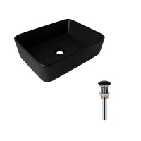 Комплект Qtap Tern: Раковина накладна прамокутна 480х370х135 мм Matt Black + Донний клапан PU03