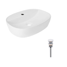 Комплект Qtap Scorpio: Раковина накладна овальна 500x380x120 мм White + Донний клапан PU02