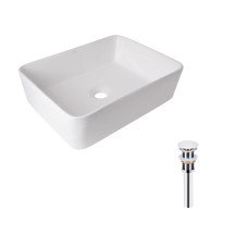 Комплект Qtap Tern: Раковина накладна прамокутна 480х370х135 мм White + Донний клапан PU02