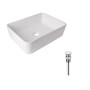Комплект Qtap Tern: Раковина накладна прамокутна 480х370х135 мм White + Донний клапан PU02